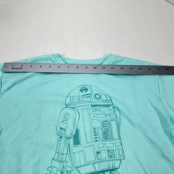 Disney Star Wars Youth Size Large 10-12 Sweatshirt R2-D2 Graphic Green NWOT - Picture 9 of 14